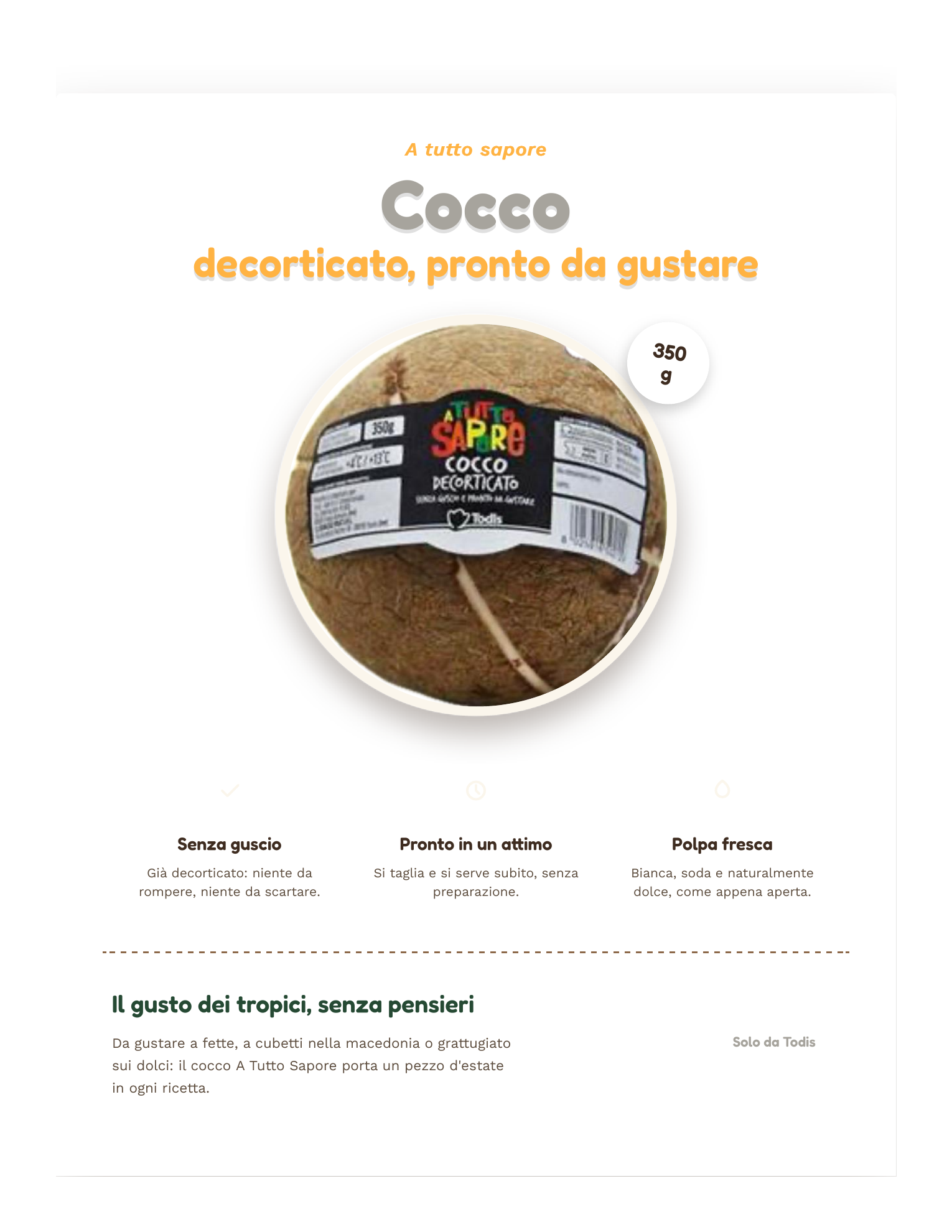 Locandina originale A tutto sapore del cocco decorticato pronto da gustare